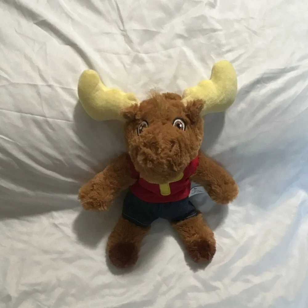 Vintage 2002 Tommy Moose Brown Moose Plush Red Shirt Denim Shorts Washable
